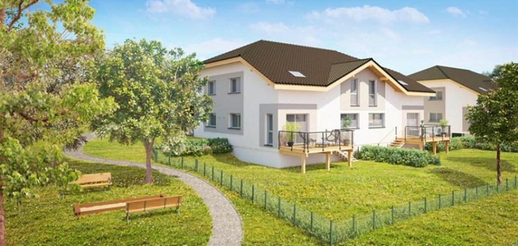 Programme immobilier neuf LES CARRÉS DE LA FRUITIÈRE - Ballaison : Appartements T4 duplex avec vue lac Léman et jardins privatifs (74140) - Référence : 153