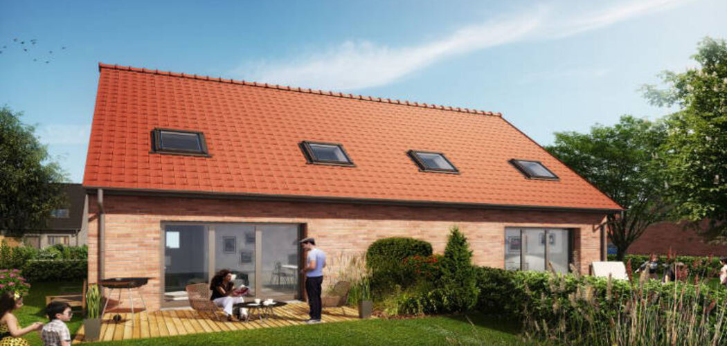Programme immobilier neuf LA ROSELIÈRE - Bauvin : Maisons T4 avec jardins, garages et norme RT2012 au plus près du centre-ville (59221) - Référence : 13883