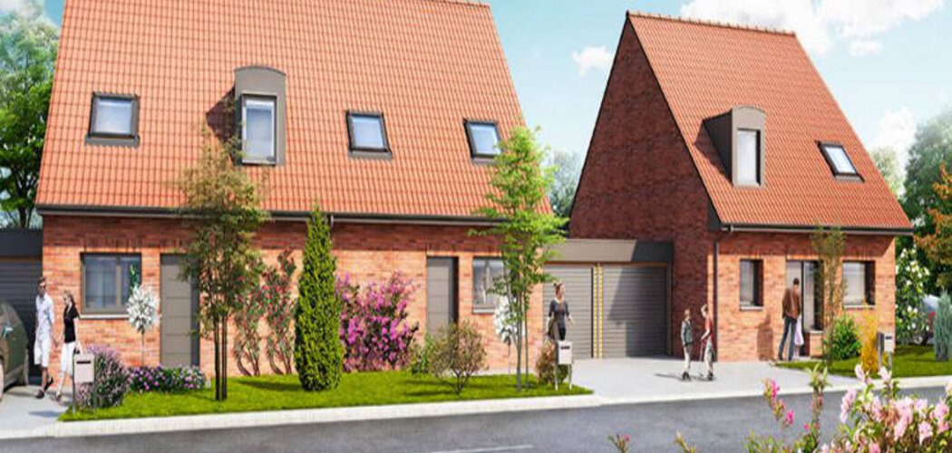 Programme immobilier neuf LA ROSELIÈRE - Bauvin : Maisons T4 avec jardins, garages et norme RT2012 au plus près du centre-ville (59221) - Référence : 13883