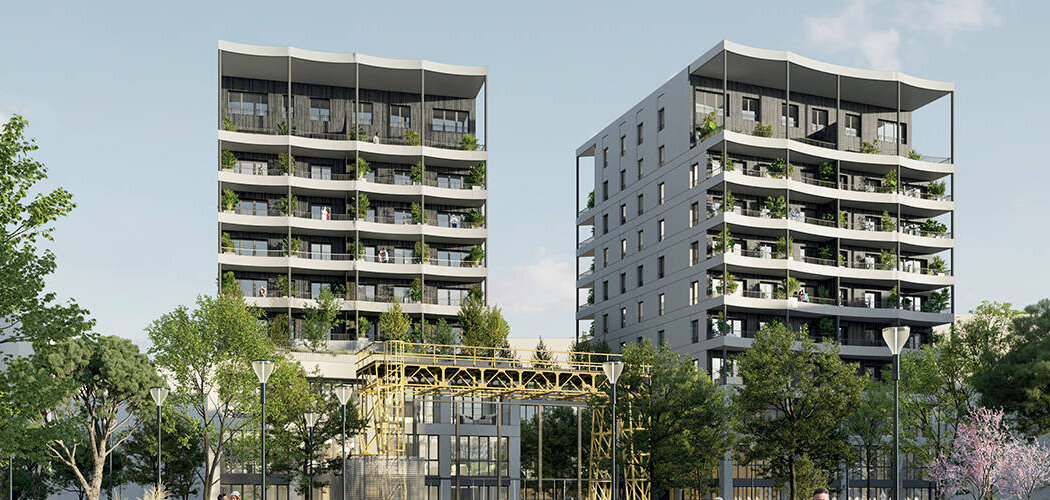 Programme immobilier neuf EXPLORE - Bordeaux Armagnac : Appartements T2–T5 avec terrasses, balcons ondulés et incubateur de start-up en lisière du nouveau parc (33000) - Référence : 14348