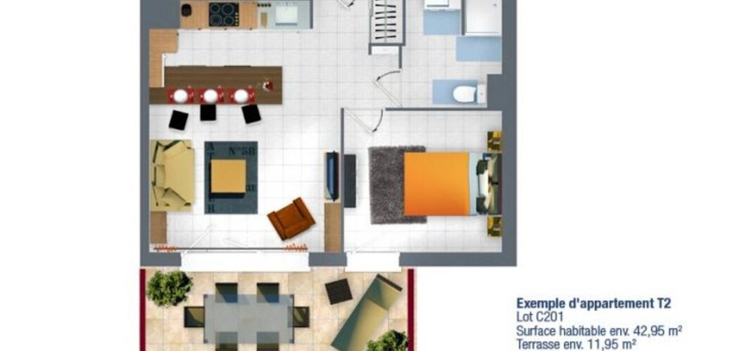 Programme immobilier neuf Briscous proche de la mairie - Briscous : 33 appartements T2–T4 en architecture basque avec balcons et terrasses (64240) - Référence : 12411