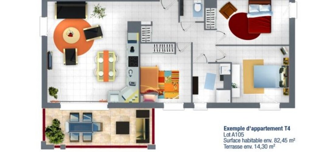Programme immobilier neuf Briscous proche de la mairie - Briscous : 33 appartements T2–T4 en architecture basque avec balcons et terrasses (64240) - Référence : 12411