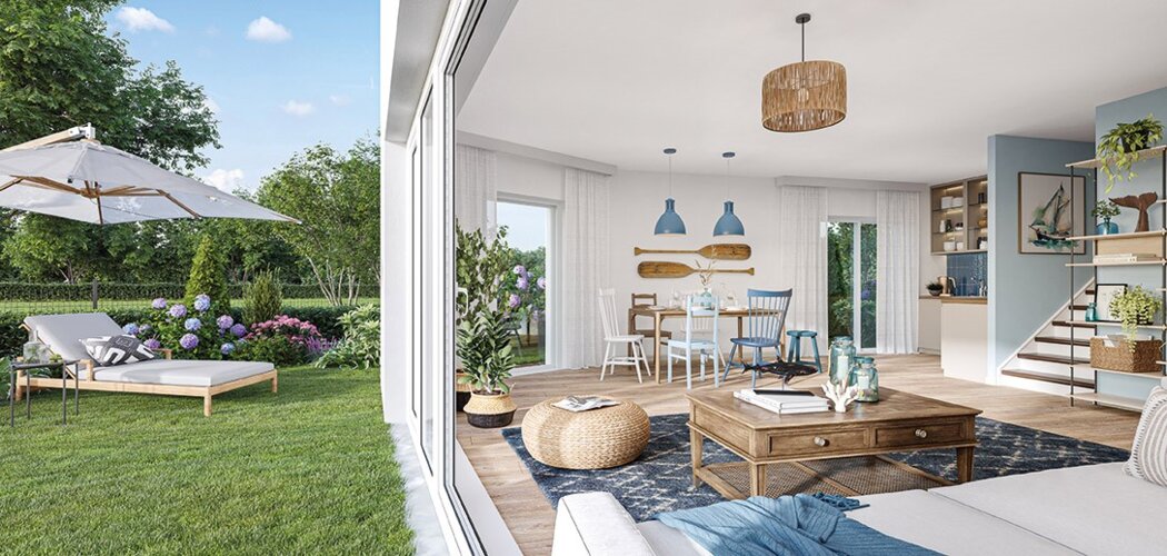 Programme immobilier neuf LES COTTAGES DU CHEMIN VERT - Cabourg : 15 maisons neuves à 900 m des plages, architecture normande et jardins privatifs (14390) - Référence : 14479