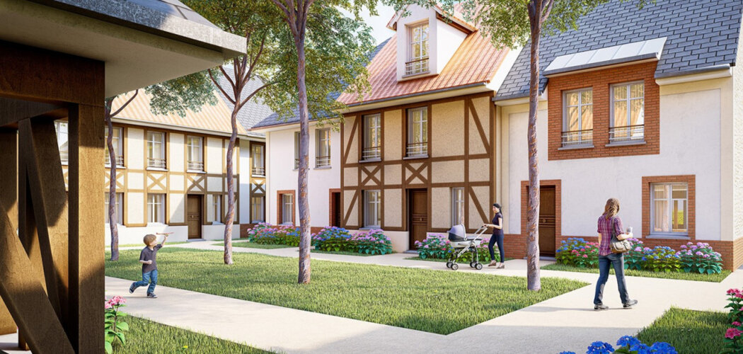 Programme immobilier neuf LES COTTAGES DU CHEMIN VERT - Cabourg : 15 maisons neuves à 900 m des plages, architecture normande et jardins privatifs (14390) - Référence : 14479