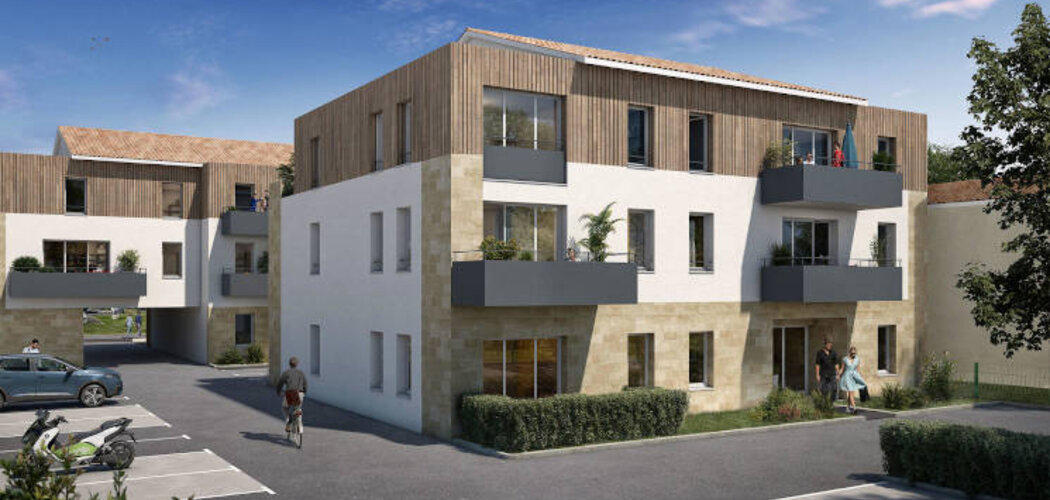 Programme immobilier neuf COEUR CARIGNAN - Carignan-de-Bordeaux : Appartements T1–T3 avec balcons, terrasses et double orientation entre ville et campagne (33360) - Référence : 4874