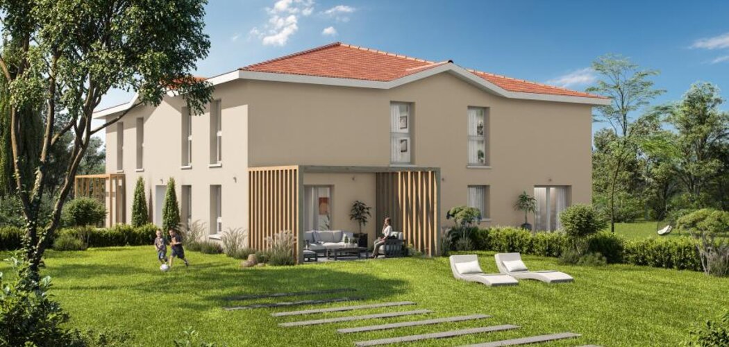 Programme immobilier neuf LES CARRÉS TOLOSAN - Castelmaurou : Maisons T4 avec terrasses, jardins et garages proche des arrêts de bus (31180) - Référence : 4639