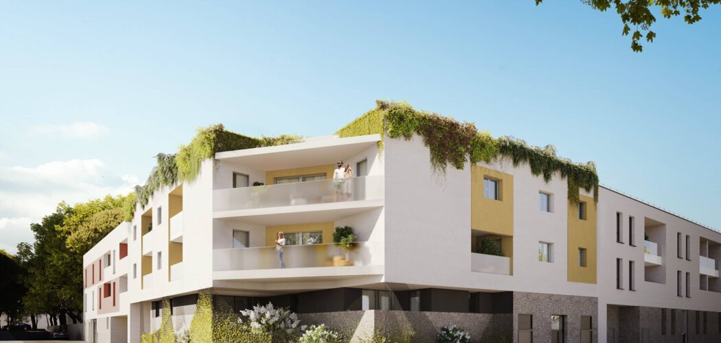 Programme immobilier neuf BLANC COTON - Castelnau-le-Lez : 17 appartements neufs à 200 m du tramway 2, espaces verts et confort écologique (34170) - Référence : 8567