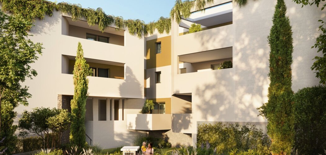 Programme immobilier neuf BLANC COTON - Castelnau-le-Lez : 17 appartements neufs à 200 m du tramway 2, espaces verts et confort écologique (34170) - Référence : 8567