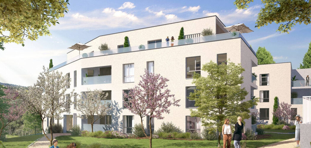 Programme immobilier neuf Cristal - Champagne-au-Mont-d'Or : Appartements T2–T5 avec balcons, terrasses et parc paysager proche des commodités (69410) - Référence : 5879