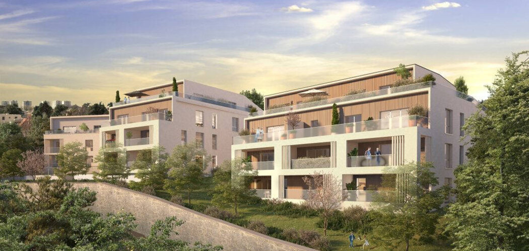 Programme immobilier neuf Cristal - Champagne-au-Mont-d'Or : Appartements T2–T5 avec balcons, terrasses et parc paysager proche des commodités (69410) - Référence : 5879