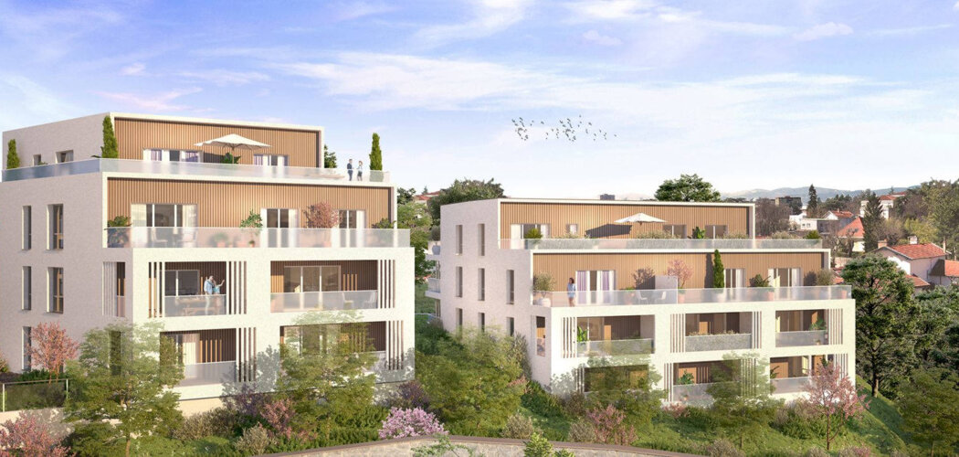 Programme immobilier neuf Cristal - Champagne-au-Mont-d'Or : Appartements T2–T5 avec balcons, terrasses et parc paysager proche des commodités (69410) - Référence : 5879