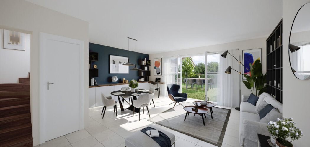 Programme immobilier neuf Les Demeures des Coteaux - Chennevières-sur-Marne : Maisons T4–T5 avec jardins privatifs, chemins piétonniers et luminosité au cœur du quartier des Coteaux (94430) - Référence : 14383