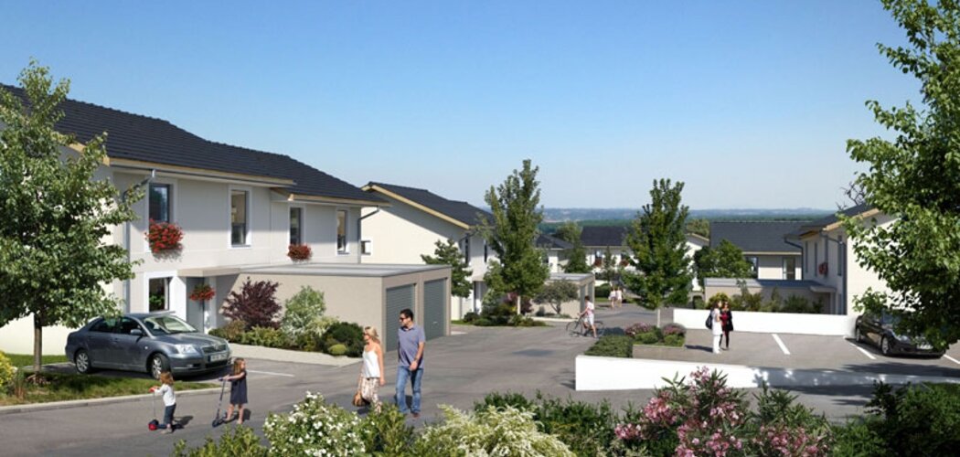 Programme immobilier neuf LES VILLAS DU VERGER - Chevrier : 32 maisons T4–T5 avec jardins privatifs et vue sur les Alpes au pied du Salève (74520) - Référence : 1378