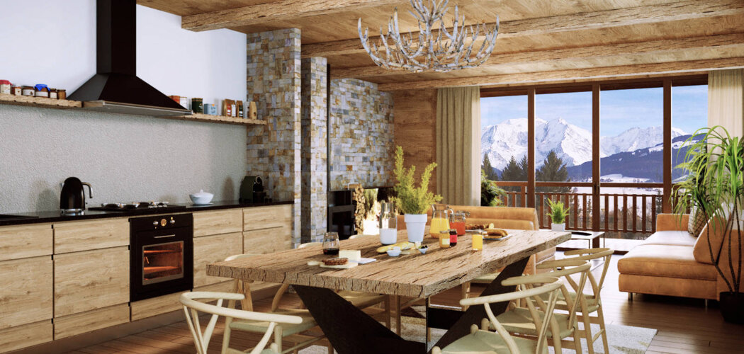 Programme immobilier neuf PREMIERES LOGES - Combloux : Appartements studio–T5 avec vue sur le Mont-Blanc et terrasses à deux pas de la navette (74920) - Référence : 4015