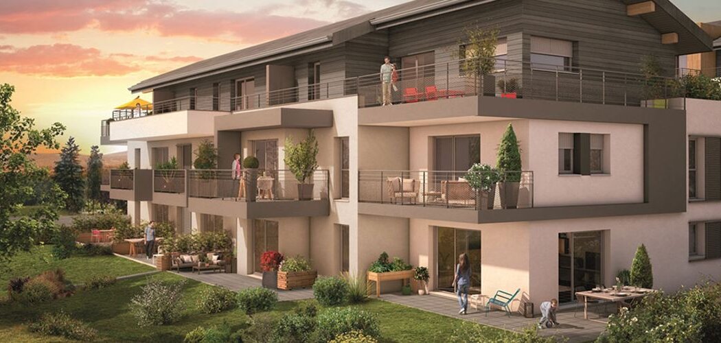 Programme immobilier neuf PANORAMIK - Contamine-sur-Arve : 19 appartements T2–T4 avec terrasses, balcons et style chalet proche d’Annemasse (74130) - Référence : 2134