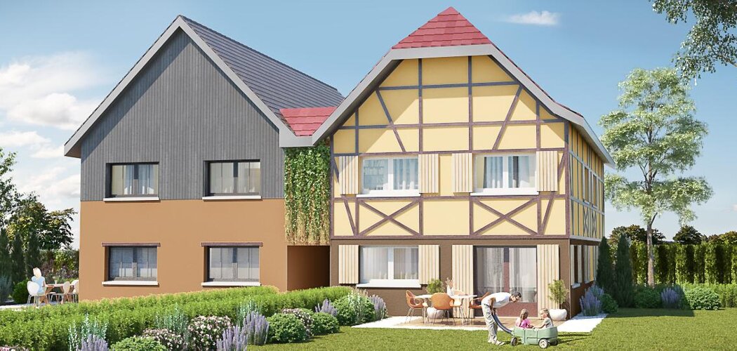 Programme immobilier neuf LES CARRES TRADITION - Ebersmunster : 5 appartements T4–T5 avec terrasses arborées et jardins privatifs proche de Sélestat (67600) - Référence : 2885