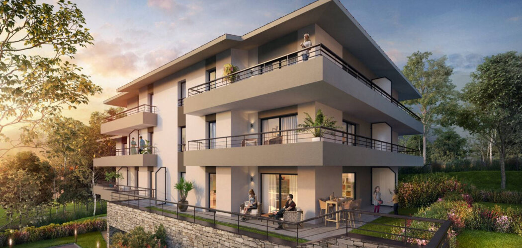 Programme immobilier neuf CONFIDENCES - Echenevex : Appartements T2–T5 avec balcons, terrasses et isolation RT2012 proche du centre-ville (01170) - Référence : 5545