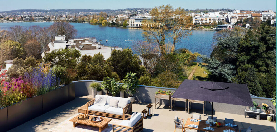Programme immobilier neuf LAC EN SCÈNE - Enghien-les-Bains : Appartements studio–T6 avec toits-terrasses et vue sur le lac proche des espaces naturels (95880) - Référence : 14197