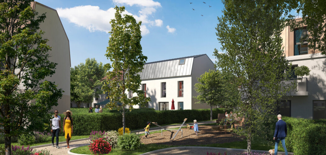 Programme immobilier neuf Le Domaine du Bois de la Garenne - Évry : appartements et maisons neuves à deux pas du bois de la Garenne, RE2020 et luminosité (91000) - Référence : 15673