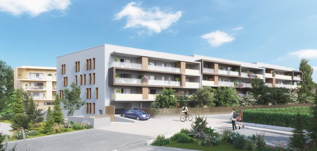 Programme immobilier neuf CONTEMPORA - Gières : appartements neufs T2–T4 à 5 min du tramway B Gières - Gare Universités (38610) - Référence : 15435