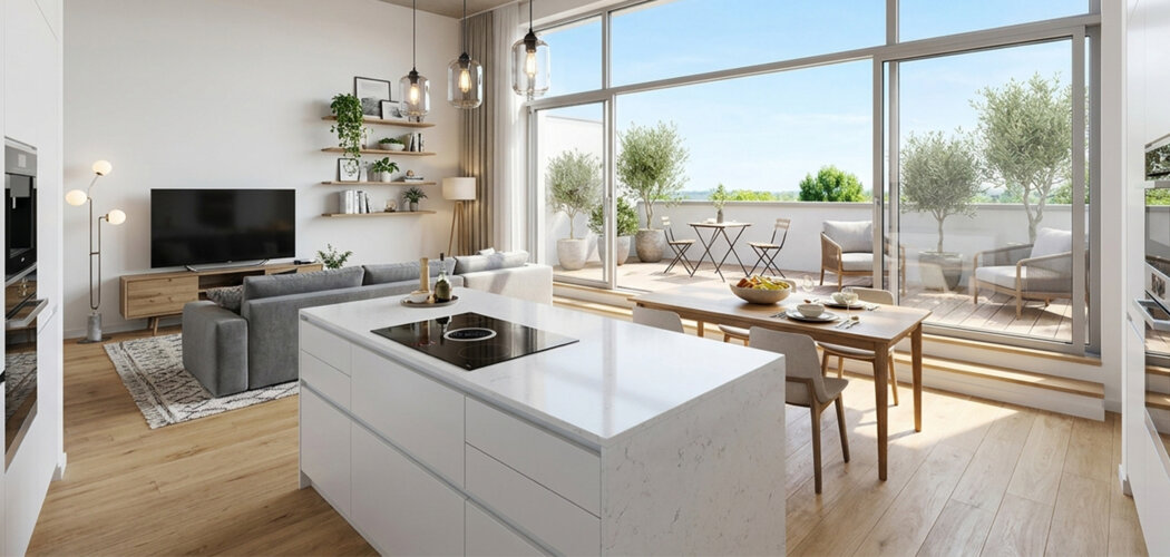 Programme immobilier neuf LA PASSERELLE – BÄTIMENTS 3 ET 4 du lot A lotissement Ilot Mairie - Gouesnou cœur de ville aux portes de Brest (29850) - Référence : 17770