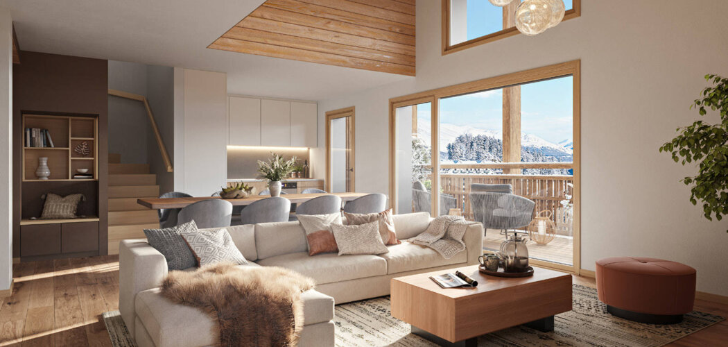 Programme immobilier neuf 1860 - Huez, résidence neuve et proximité Palais des Sports en cœur de station (38750) - Référence : 15394