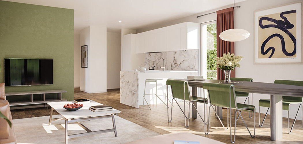 Programme immobilier neuf LES ALLEES DE KLIMT II - Illzach : Appartements T2–T5 et maisons avec terrasses, garage à vélos et chauffage au sol à 4 min du centre de Mulhouse (68110) - Référence : 6544