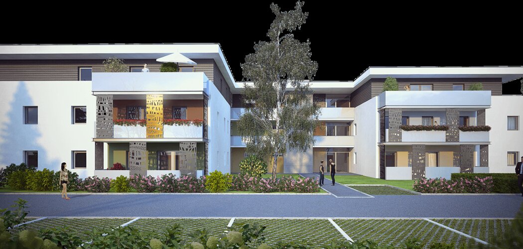Programme immobilier neuf LES ALLEES DE KLIMT II - Illzach : Appartements T2–T5 et maisons avec terrasses, garage à vélos et chauffage au sol à 4 min du centre de Mulhouse (68110) - Référence : 6544
