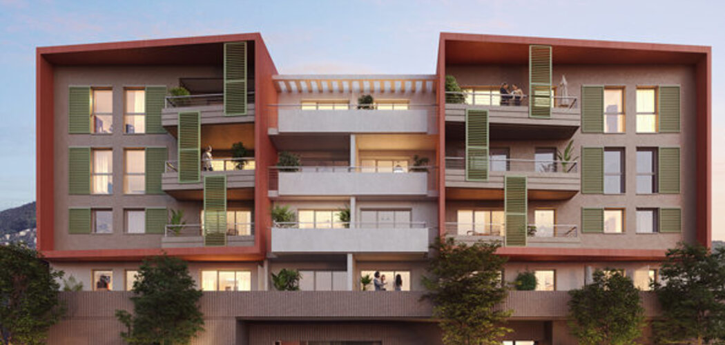 Programme immobilier neuf RIVE GAUCHE - La Trinité : Appartements studio–T3 avec terrasses, cuisine américaine et parking dans un quartier résidentiel proche commodités (06340) - Référence : 11736