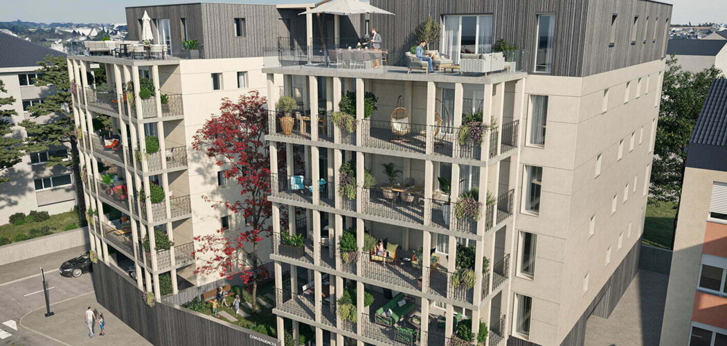 Programme immobilier neuf Convergences - Laval : appartements neufs dans le quartier Gare-Senelle, terrasses plein-ciel et confort urbain (53000) - Référence : 15661