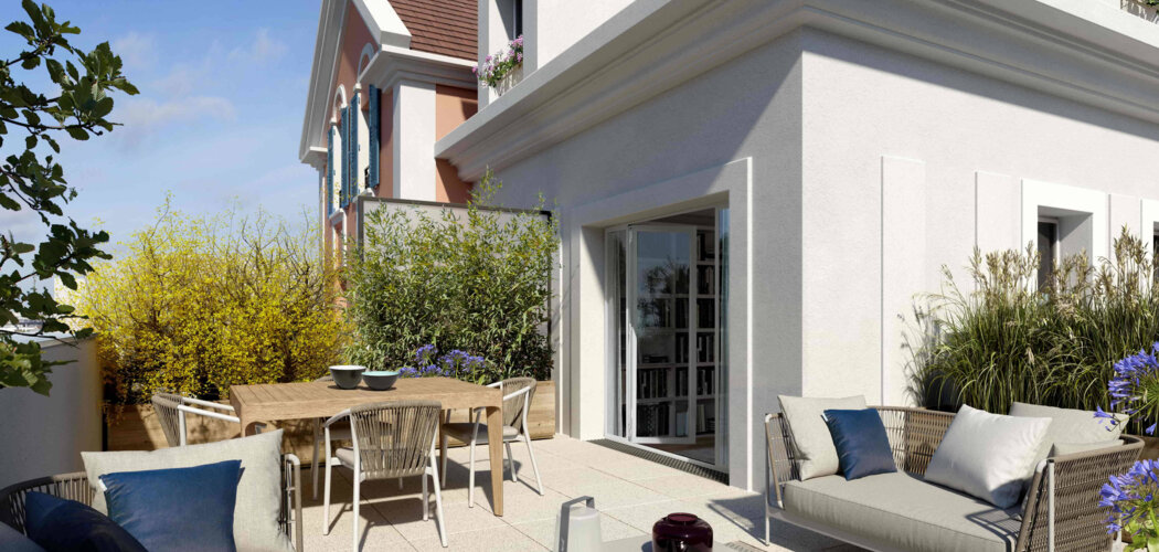 Programme immobilier neuf Agapanthe - Le Plessis-Robinson : Appartements studio–T5 avec balcons, terrasses et parc vénitien au cœur du quartier Descartes (92350) - Référence : 14254