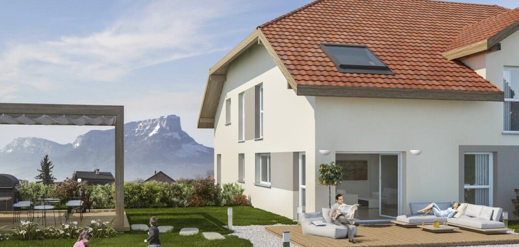 Programme immobilier neuf LES CARRÉS DE LA VIOLETTE - Les Marches : Maisons T3 avec jardins arborés et terrasse en bois au pied du Mont Granier (73800) - Référence : 1399