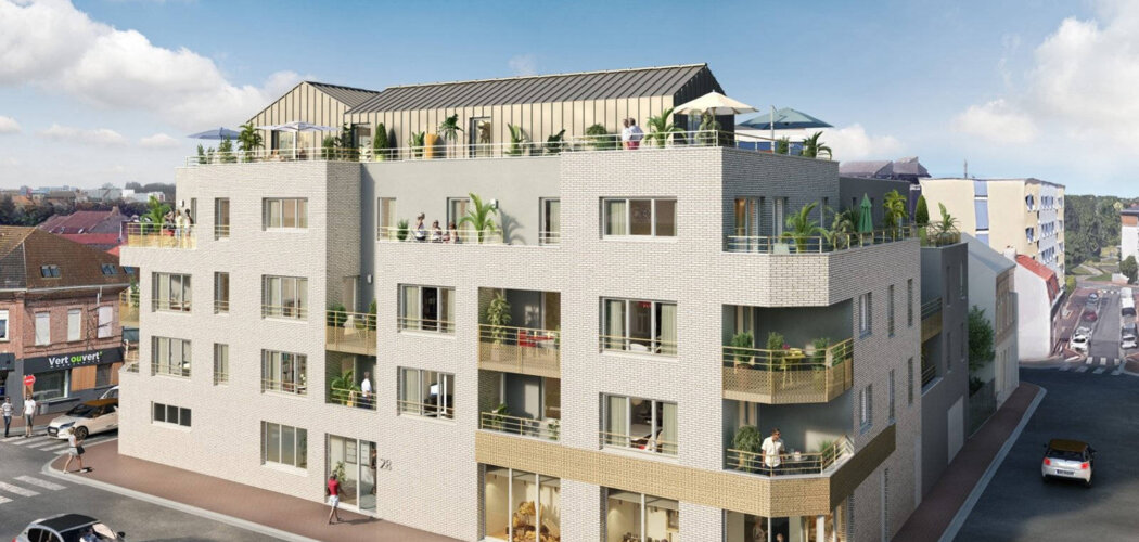 Programme immobilier neuf ELEGANCE - Marcq-en-Barœul : Appartements T2–T5 avec balcons, terrasses et prestations haut de gamme dans le centre-ville (59700) - Référence : 14203