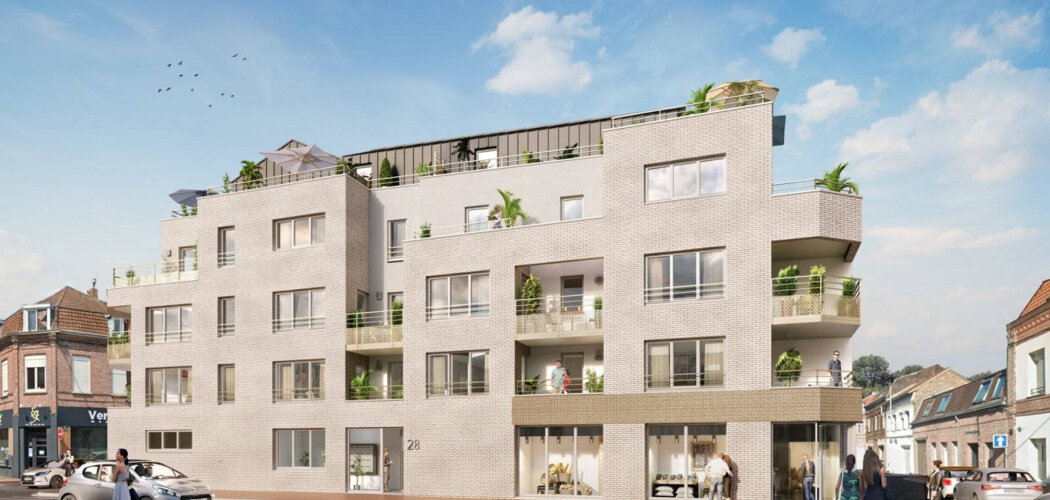 Programme immobilier neuf ELEGANCE - Marcq-en-Barœul : Appartements T2–T5 avec balcons, terrasses et prestations haut de gamme dans le centre-ville (59700) - Référence : 14203