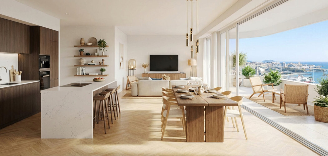 Programme immobilier neuf M99 - Marseille Joliette : appartements neufs T2–T4 avec vue mer et chauffage géothermique (13002) - Référence : 17067