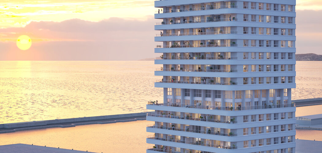 Programme immobilier neuf M99 - Marseille Joliette : appartements neufs T2–T4 avec vue mer et chauffage géothermique (13002) - Référence : 17067