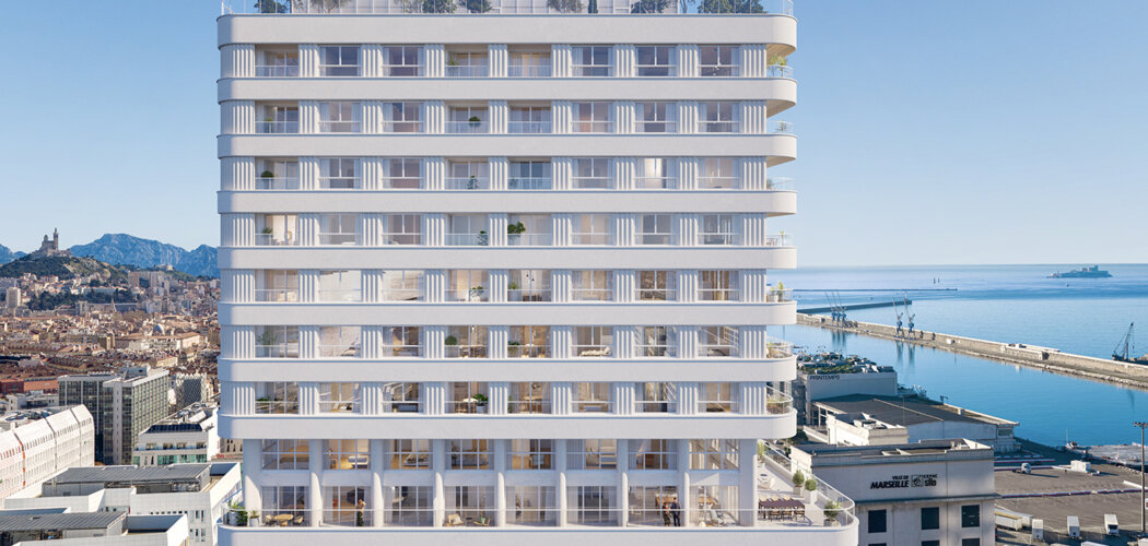 Programme immobilier neuf M99 - Marseille Joliette : appartements neufs T2–T4 avec vue mer et chauffage géothermique (13002) - Référence : 17067