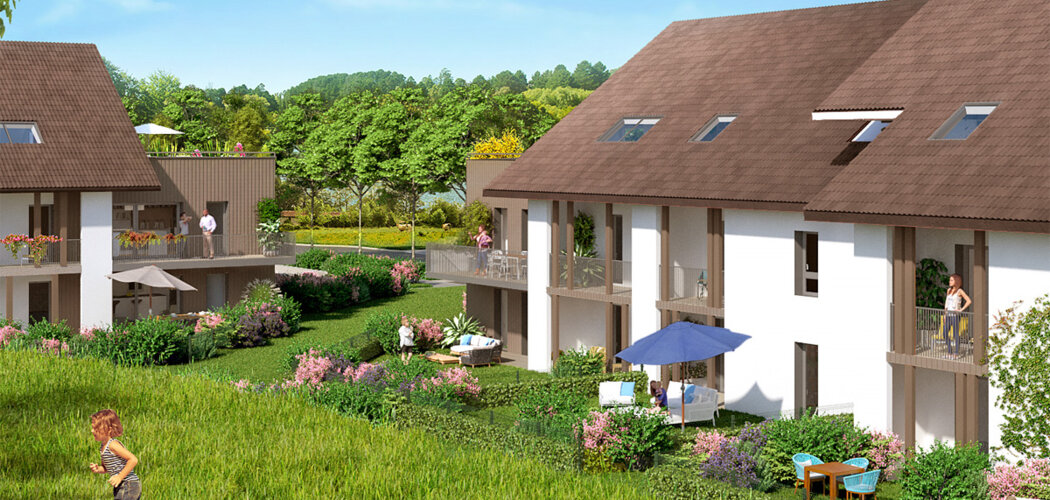 Programme immobilier neuf NATURE ET O - Maxilly-sur-Léman : Appartements T2–T5 avec vue sur le lac Léman et terrasses en centre-ville (74500) - Référence : 1100