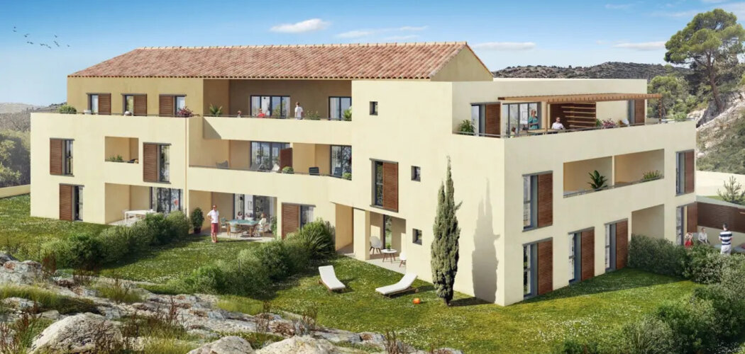 Programme immobilier neuf Les Roches Rouges - Meyrargues entre Aix-en-Provence et nature préservée : 17 logements neufs T2–T4 (13650) - Référence : 14431