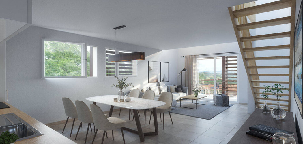 Programme immobilier neuf LE DOMAINE DES VIGNES - Millery : Appartements T2–T5 et maisons avec jardins, vues Monts du Lyonnais et parking au cœur des Monts du Lyonnais (69390) - Référence : 6477