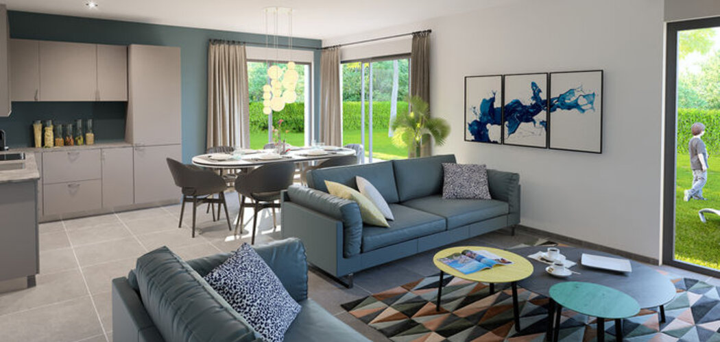 Programme immobilier neuf LE JONAN - Mornant : Maisons T5 avec jardins privatifs et garages dans un quartier résidentiel verdoyant (69440) - Référence : 324