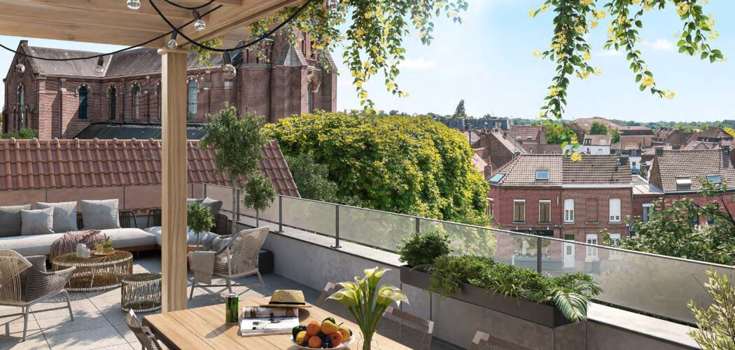 Programme immobilier neuf Le 114 - Mouvaux : 25 appartements neufs au pied des commerces et du Parc du Hautmont, espaces extérieurs (59420) - Référence : 15682