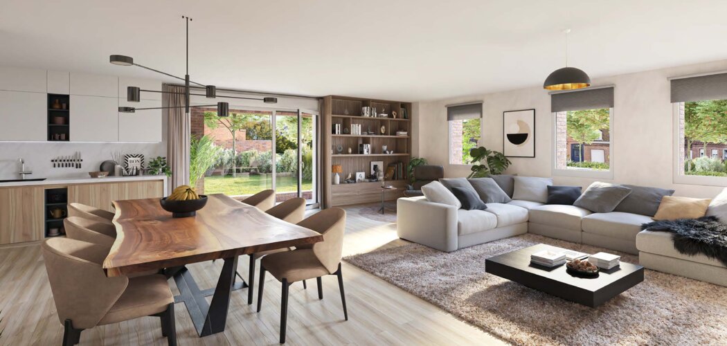 Programme immobilier neuf Le 114 - Mouvaux : 25 appartements neufs au pied des commerces et du Parc du Hautmont, espaces extérieurs (59420) - Référence : 15682