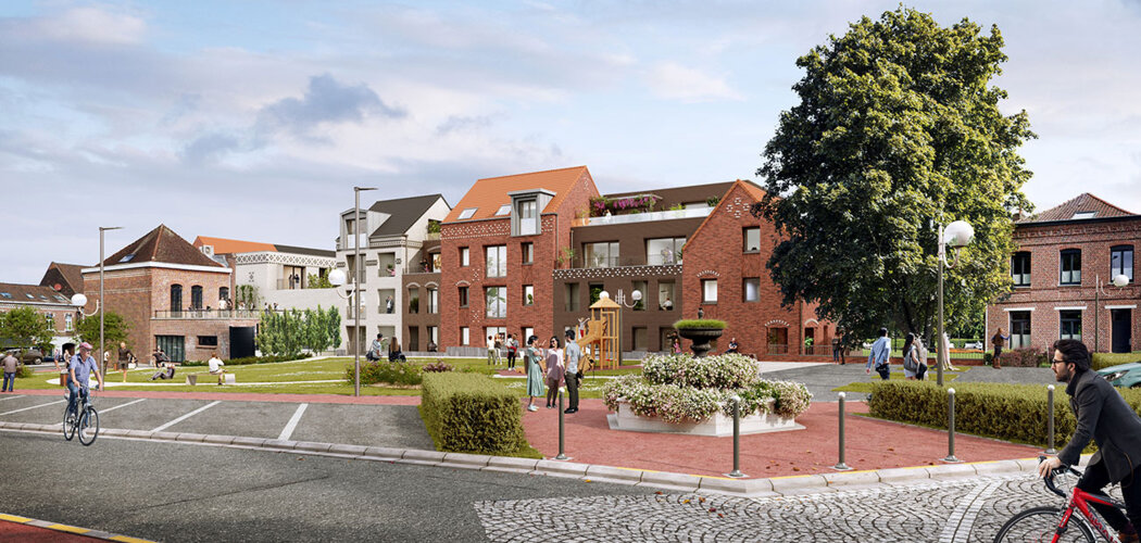 Programme immobilier neuf Le 114 - Mouvaux : 25 appartements neufs au pied des commerces et du Parc du Hautmont, espaces extérieurs (59420) - Référence : 15682