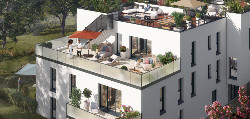 Programme immobilier neuf LES ROOFS TOP - Nantes : 17 appartements neufs du studio au 4 pièces en quartier pavillonnaire au cœur d'un bois classé (44000) - Référence : 14971