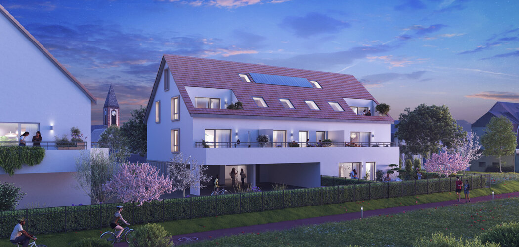 Programme immobilier neuf OXYGENE - Niederhausbergen : 10 logements neufs à 14 min de la place Kléber, RE2020 et espaces extérieurs (67207) - Référence : 15703