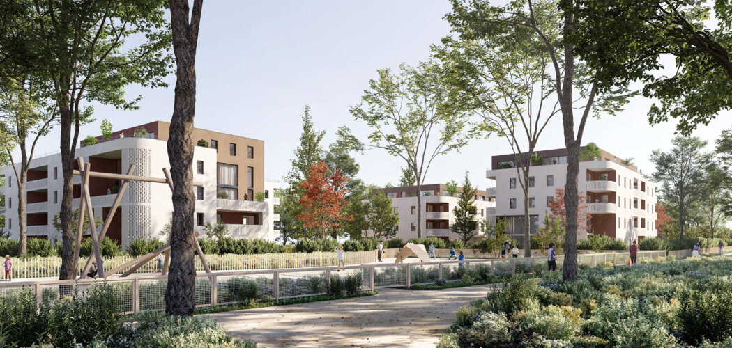 Programme immobilier neuf Les Jardins de Célan - Pessac : Appartements T2–T5 avec terrasses, jardin commun et proximité emplacement arboré (33600) - Référence : 14621