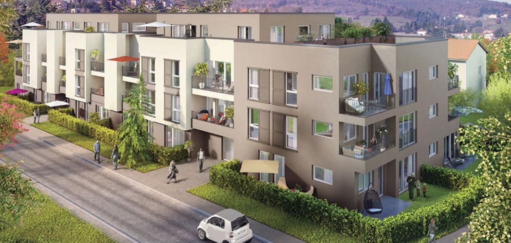 Programme immobilier neuf BLEU HORIZON - Pollionnay : 21 appartements T2–T4 et 6 maisons T5 avec balcons, terrasses et jardins dans un cadre champêtre (69290) - Référence : 352
