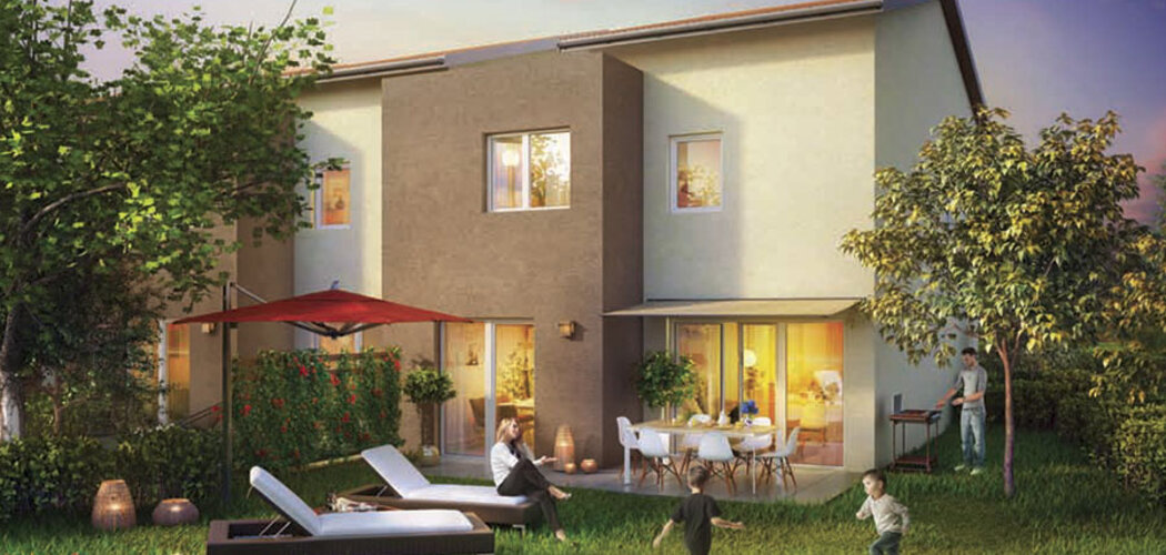 Programme immobilier neuf BLEU HORIZON - Pollionnay : 21 appartements T2–T4 et 6 maisons T5 avec balcons, terrasses et jardins dans un cadre champêtre (69290) - Référence : 352