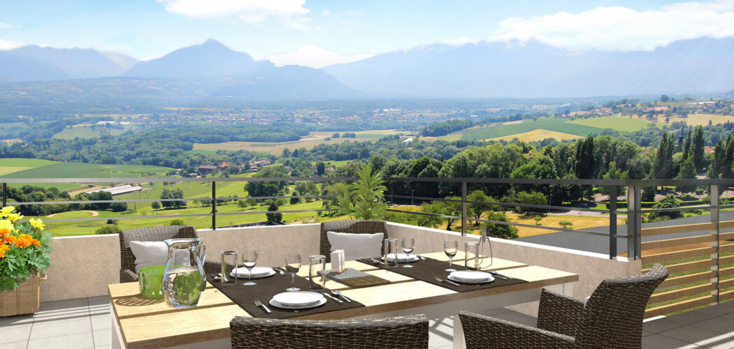 Programme immobilier neuf LE CHATENAY - Reignier-Esery : Appartements T2–T4 avec terrasses, balcons et isolation haute performance au pied du Club de Golf (74930) - Référence : 4658